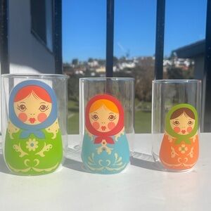 ✨ New! Set of 3 Fred & Friends BABUSHKUPS Russian Nesting Doll Glasses ✨